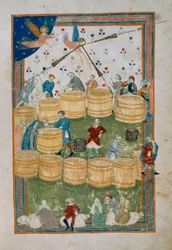 Getreidemarkt in Florenz, aus dem Biadaiolo Codex
